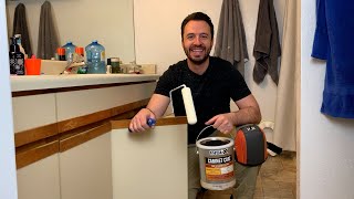 How to Paint Laminate Cabinets White No Sanding No Primer [upl. by Freeborn]