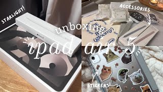 iPad Air 5 Starlight Apple Pen 2 ♡ Unboxing and Accessories with links 📦 [upl. by Mila]