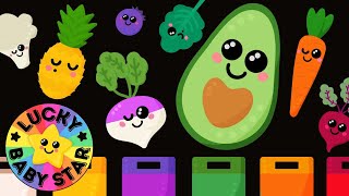 🥬🌈 Rainbow Colours with Dancing Fruit amp Vegetables Baby Sensory Video 🥦🍎 [upl. by Neyrb]