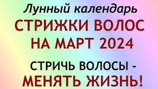 Лунный календарь СТРИЖКИ волос на МАРТ 2024 Благоприятные и неблагоприятные дни [upl. by Yesrod177]