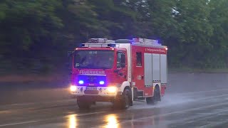 Audi Neckarsulm nach Unwetter unter Wasser Einsatzfahrten FW RD THW und DB [upl. by Orlene814]