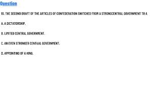 The second draft of the Articles of Confederation switched from a strong central government to a [upl. by Ciprian]