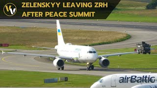 Ukraine Gvmt Airbus A319 departing Zurich Airport  with Zelenskyy on board after Peace Summit [upl. by Craddock]