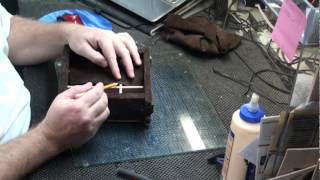 gluing the leather inside my wooden jewelry box [upl. by Nauqed]