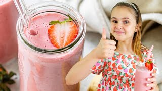 STRAWBERRY BANANA SMOOTHIE  just 4ingredients [upl. by Anaerda386]