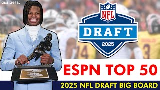 ESPN’s Top 50 2025 NFL Draft Big Board Ft Travis Hunter Cam Ward amp Abdul Carter [upl. by Licht]