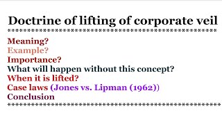 Lifting of corporate veil  Lifting of corporate veil companies act 2013  Company law [upl. by Pricilla841]