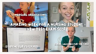 a great week for a nursing student  highest exam score giving first vaccines medsurg clinical [upl. by Segroeg]