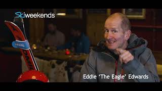 Eddie The Eagle Promotes SkiWeekends [upl. by Bearce822]