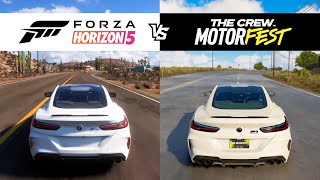 Forza Horizon 5 vs The Crew Motorfest  2020 BMW M8 Competition Coupe  FH5 vs TCM Comparison [upl. by Hyacinthie]