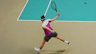 Top Spin 2K25 Federer Crazy Rally And Beatiful Backhand Winner On The Run Online [upl. by Anerres322]