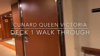 Cunard Queen Victoria  Deck 1  Real Time Walk Through [upl. by Akel]