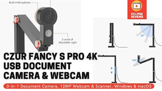 CZUR Fancy S Pro 4K USB Document Camera amp 12MP Webcam with LED Light and Mic [upl. by Hijoung]