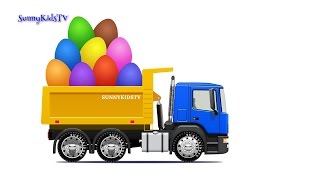 Dump truck unloads Surprise Eggs filled with Fruits [upl. by Ajile418]