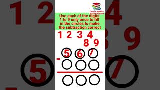 Use the digits 1 to 9 only once to fill in the circles to make the subtraction correct  Shorts [upl. by Ezmeralda]