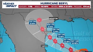 Hurricane Beryl live tracker Track models projected path and satellite images [upl. by Azeria]