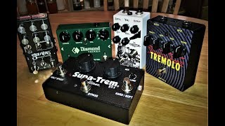 Optical Tremolo Shoot Out 2  SupaTrem Gravitas Diamond Tremolo Conductor VooDoo Labs Tremolo [upl. by Jarl]