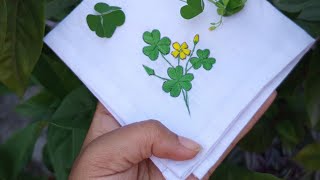 Embroidery On Handkerchief  রুমাল সেলাই  Clover Leaf Hand Embroidery [upl. by Hedaza]