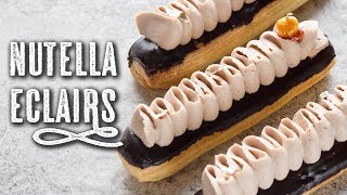 Nutella Eclairs  Topless Baker [upl. by Htiekal]