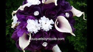 DIY Brooch Bouquet Real Touch Calla Lilies Silk Roses Wedding Project [upl. by Uol22]