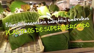 Folha de bananeira substitui embrulhos plásticos de supermercado [upl. by Raimondo]