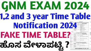 GNM 1ST2ND amp 3RD YEAR EXAM TIME TABLE 2024 [upl. by Kreg]