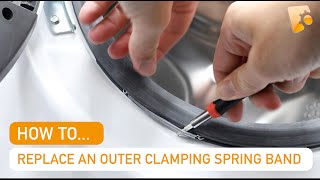 How to Replace a Hotpoint Washing Machine Door Seal Front Outer Clamping Band Ring Spring [upl. by Yromem]