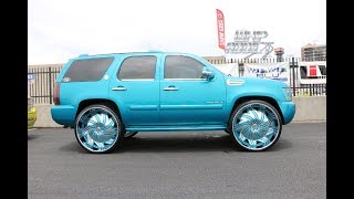 WhipAddict Kandy Chevrolet Tahoe on Amani Forged Benzo 30s Custom Interior amp Car Audio [upl. by Notelrac]