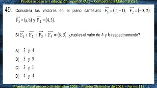 PAES Matemáticas  Pregunta 49  Prueba Proceso de admisión 2024  Rendida Diciembre 2023 [upl. by Denn]