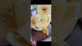 PEELING Cutting slicing Fresh yellow melon [upl. by Gonick382]