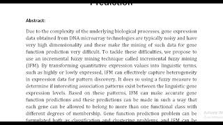 Incremental Fuzzy Mining of Gene Expression Data for Gene Function Prediction [upl. by Blondie]