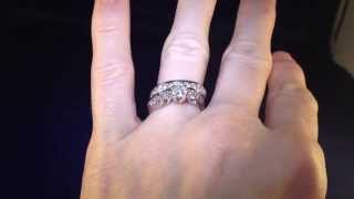 Certified Colorless Jared Round 3 Stone Diamond White Gold Engagement Ring Bridal Wedding Set [upl. by Jepum]