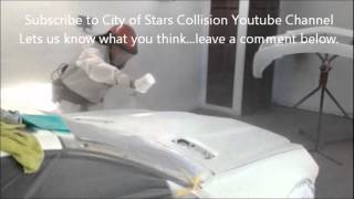 Mercedes Benz SL550 front collision repair clear coat application [upl. by Jorin]