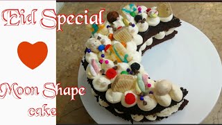 EID Special Moon Shaped Cake  Easy Chocolate cake Recipe [upl. by Atlee]