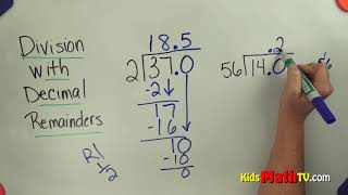 Learn division of numbers with decimal remainders [upl. by Orlantha]