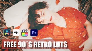 Free 90S RETRO LUTS  Color Grading Luts  How To Import Luts In Premiere Pro [upl. by Nitsuga]