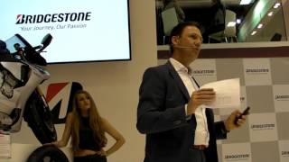 Bridgestone S21 presented at the EICMA 2015 [upl. by Enyamrahs862]