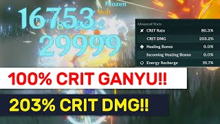 100 CRIT RATE GANYU Amazing 2032 CRIT DMG Build Testing  Genshin Impact [upl. by Lyrradal751]