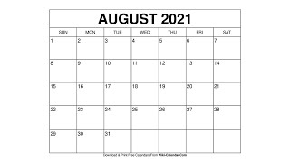 Printable August 2021 Calendar Templates with Holidays  Wiki Calendar [upl. by Reniti]