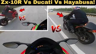 Zx10r VS DUCATI VS HAYABUSA [upl. by Salomon]