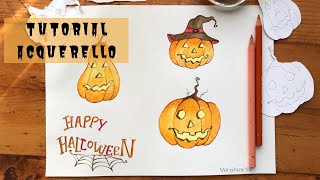 DIPINGERE ZUCCHE ILLUMINATE AD ACQUERELLO 🎃  TUTORIAL [upl. by Halyak840]