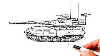 How to draw a Modern Army tank [upl. by Nwahsel208]