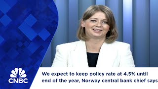 We expect to keep policy rate at 45 until end of the year Norway central bank chief says [upl. by Debera]