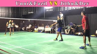 Unni amp Fasil Vs Jithu amp Dev  Badminton Rally [upl. by Oiceladni708]