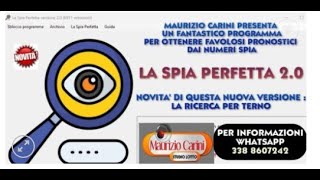 SOFTWARE SPIA PERFETTA 20 CON RICERCA PER TERNO SECCO [upl. by Mathilda251]