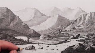 How to Draw a Landscape using Atmospheric Perspective [upl. by Madonna]