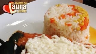 Arroz blanco con elote y zanahoria Las Recetas de Laura Recetas Light Low fat rice with vegetables [upl. by Holzman]