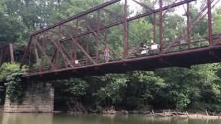 Trestle Bridge Jump into the Driftwood River EdinburghCamp Atterbury Indiana [upl. by Penney808]