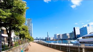 Running from Shinagawa Seaside to Tennozu Isle “Sea Fort Square” in Tokyo Japan [upl. by Sutton]