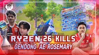 BTR RYZEN GENDONG AE ROSEMARY 26 KILLS  PUBG MOBILE  RYZEN GAMING [upl. by Savihc]